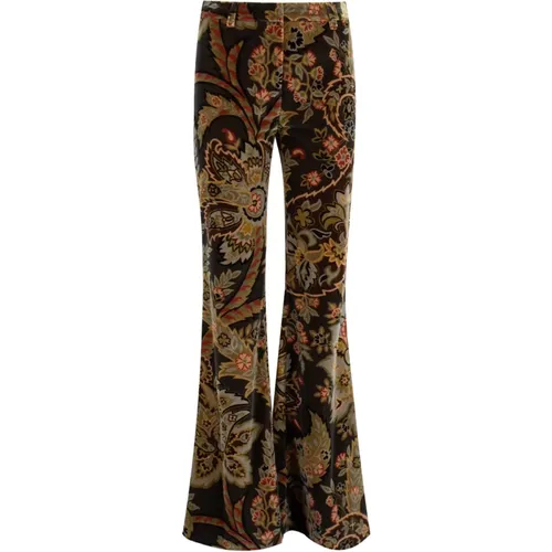 Wide Trousers, female, , Size: S Multicoloured Paisley Print High Waist Trousers - ETRO - Modalova