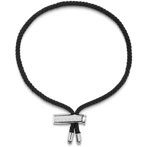 Men's Black String Bracelet with Adjustable Silver Lock - Nialaya - Modalova