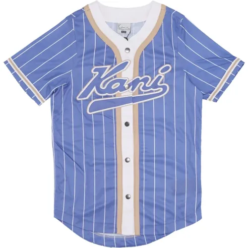 Baseballshirt mit Pinstripes und Knöpfen , Damen, Größe: M - Karl Kani - Modalova