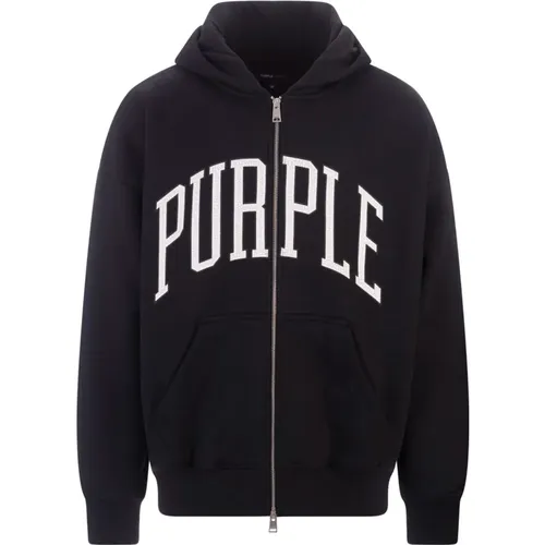 Cotton Hoodie with White Logo , male, Sizes: M, S, L - Purple Brand - Modalova