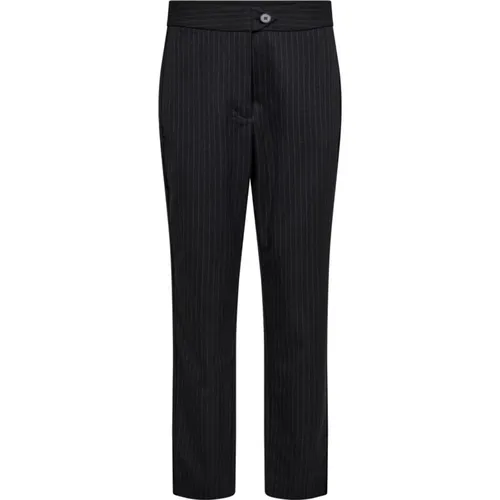 Dark Grey Pinstripe Straight-Leg Pants , female, Sizes: M, XL - Co'Couture - Modalova
