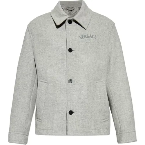Single-Breasted Coats, male, , Size: 2XL Short coat - Versace - Modalova