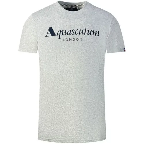 Baumwoll-T-Shirt mit Union Jack Flagge , Herren, Größe: S - Aquascutum - Modalova