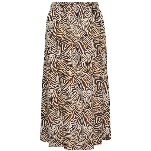Zebra Print Midi Skirt , female, Sizes: XS - Saint Tropez - Modalova
