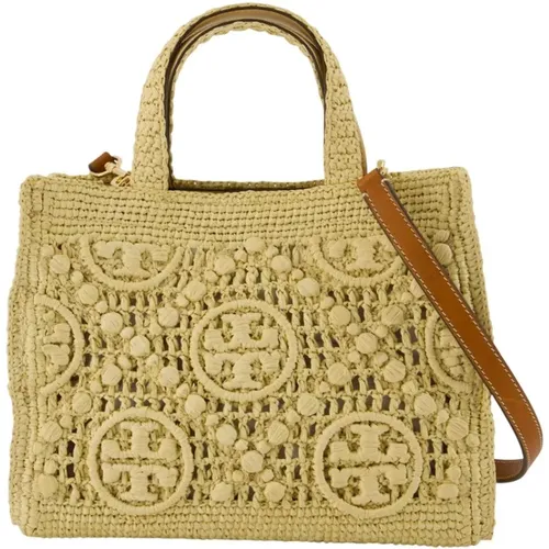 Tote Bags, female, , Size: ONE SIZE Monogram Raffia Shopping Bag - TORY BURCH - Modalova