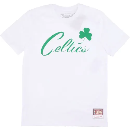 Boston Celtics Logo Tee Weiß , Herren, Größe: 2XL - Mitchell & Ness - Modalova