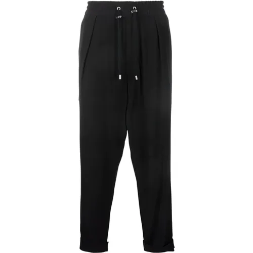 Schwarze Crepe-Sweatpants mit silbernen Details - Balmain - Modalova