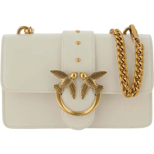 Leder Love Birds Tasche mit Diamond Cut Schnalle - pinko - Modalova