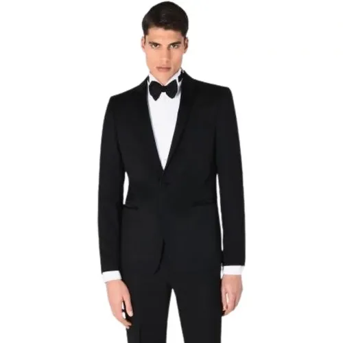 Single Breasted Suits, male, , Size: L Elegant Wool Smoking Tuxedo - Emporio Armani - Modalova