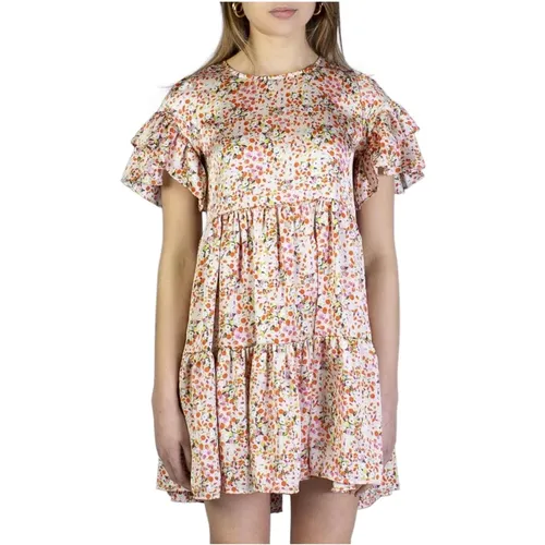 Blumiges Rosa Kleid mit Reißverschluss , Damen, Größe: M - Aniye By - Modalova