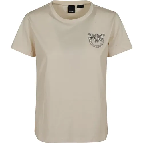 Jersey Logo T-Shirt in Weiß , Damen, Größe: S - pinko - Modalova