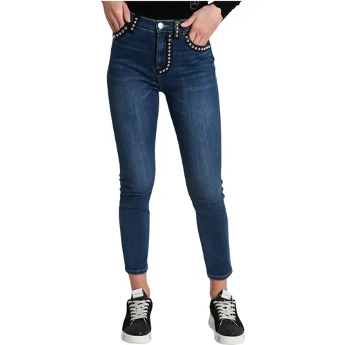 Blaue Cross Skinny Jeans , Damen, Größe: W28 - pinko - Modalova