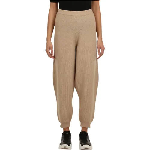Sweatpants, female, , Size: S Wool Knit Pants with Elastic Hem - Semicouture - Modalova