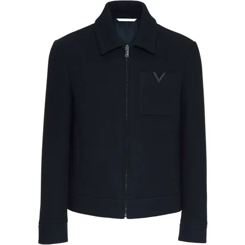 Blaue Steppjacke Metall Detail,Blaue Mäntel für Männer - Valentino Garavani - Modalova