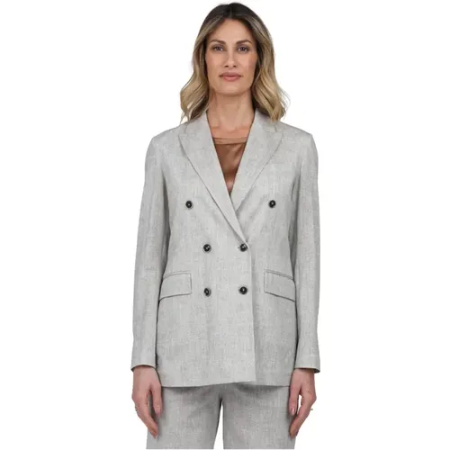 Blazers, female, , Size: S Double-Breasted Piquet Jacket - Circolo 1901 - Modalova