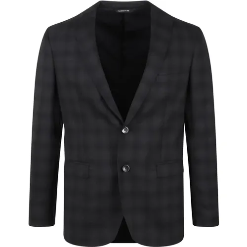 Blazers, male, , Size: S Handmade Wool Check Blazer - Tonello - Modalova