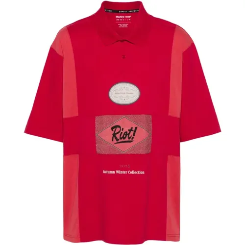 Gepaneltes Polo-Shirt Riot Flyer Crest , Herren, Größe: L - Martine Rose - Modalova