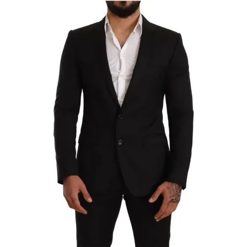 Blazers, male, , Size: M Check Martini Slim FIT 2 Piece Suit - Dolce & Gabbana - Modalova