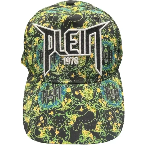 Caps, male, , Size: ONE SIZE Black All Over Print Cap with Embroidered Logo - Philipp Plein - Modalova