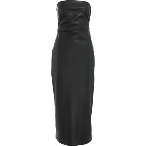 Schwarzes Eco-Lederkleid Aw24 , Damen, Größe: S - Gender - Modalova