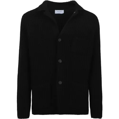 Schwarzer Cardigan Sweater mit Schalkragen , Herren, Größe: L - Gran Sasso - Modalova