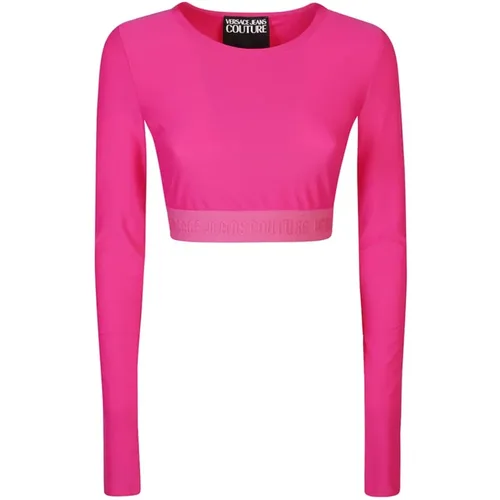 Fuchsia T-Shirt für Frauen , Damen, Größe: S - Versace Jeans Couture - Modalova