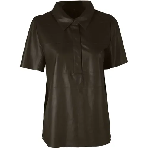 Leather blouse , female, Sizes: 2XL, 3XL, L, M - Notyz - Modalova