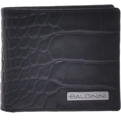 Wallet in leather with crocodile print , male, Sizes: ONE SIZE - Baldinini - Modalova