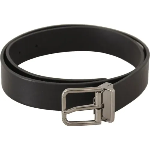 Belts, male, , Size: 80 CM Elegant Leather Belt with Metal Buckle - Dolce & Gabbana - Modalova