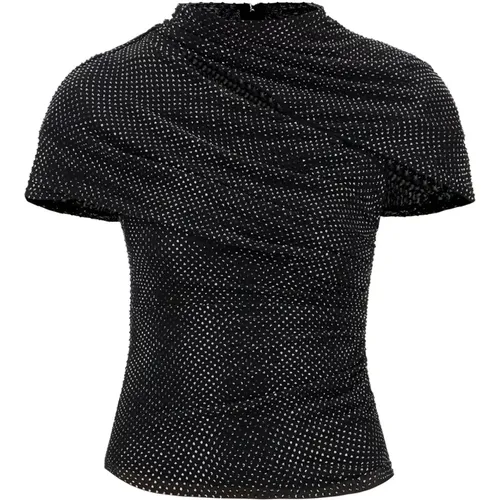 Rhinestone Mesh Draped Cut-Out Top , Damen, Größe: 2XS - Self Portrait - Modalova