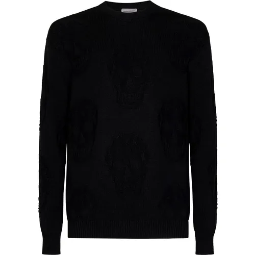 Schwarze Pullover mit strukturierten Totenköpfen - alexander mcqueen - Modalova