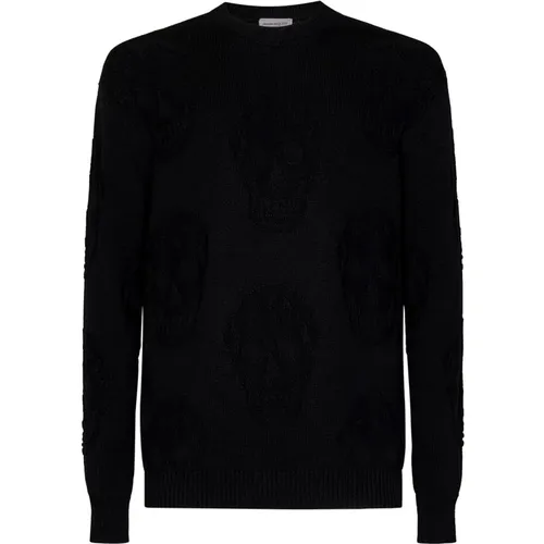 Schwarze Pullover mit strukturierten Totenköpfen , Herren, Größe: M - alexander mcqueen - Modalova