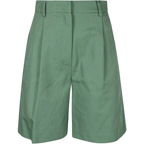Weite Grüne Canvas Bermuda Shorts , Damen, Größe: 4XS - Max Mara Weekend - Modalova