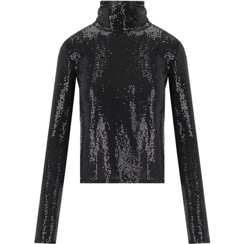 Schwarzes Strass Polka Dot Rollkragen Top , Damen, Größe: XS - Essentiel Antwerp - Modalova