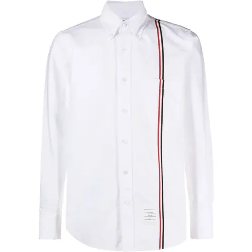 Casual Shirts, male, , Size: L Oxford Cotton Shirt with Tricolor Detail - Thom Browne - Modalova