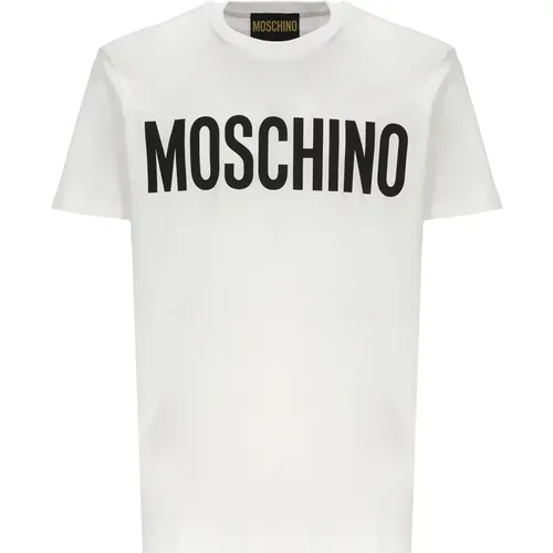 Weißes T-Shirt mit Kontrastdruck - Moschino - Modalova