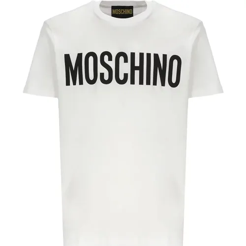 Weißes T-Shirt mit Kontrastdruck , Herren, Größe: XS - Moschino - Modalova