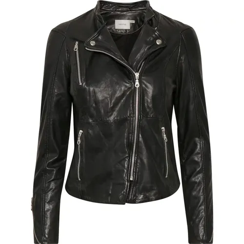 Slim Fit Leather Jacket , female, Sizes: L, XS - Gestuz - Modalova
