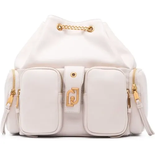 Beige Bucket Bag with Golden Logo , female, Sizes: ONE SIZE - Liu Jo - Modalova