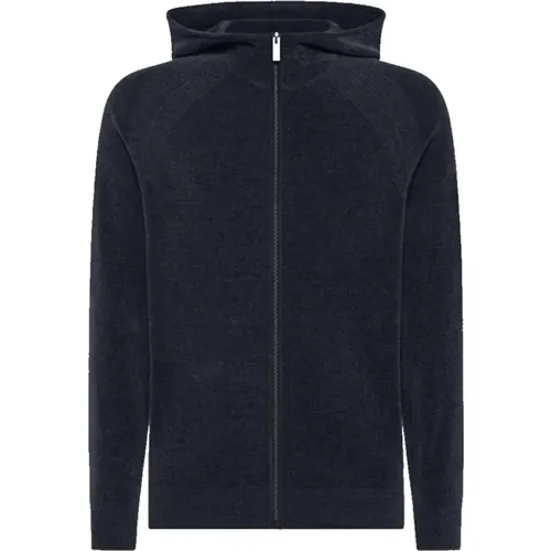 Zip-throughs, male, , Size: M Velvet Hood Zip Knit in Black - RRD - Modalova