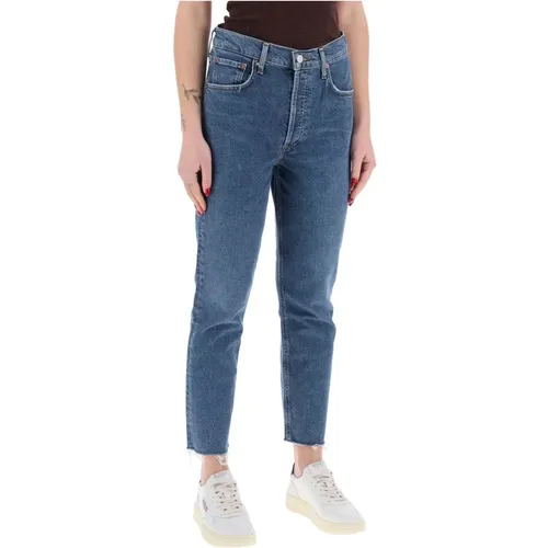 High-waisted straight cropped jeans in the , female, Sizes: W25, W28, W24, W26 - Agolde - Modalova