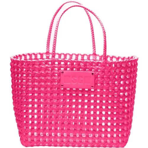 Tote Bags, female, , Size: ONE SIZE Fuchsia Net Bag Basket Model - Msgm - Modalova