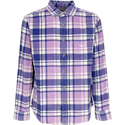 Purple Rose Multi Checkered Velvet Shirt , male, Sizes: M, XL - Obey - Modalova