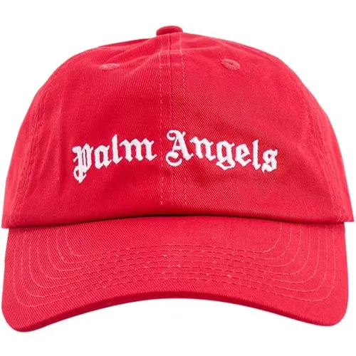 Rote Baseballkappe mit gesticktem Logo,Lila Baumwollhüte und Mützen - Palm Angels - Modalova