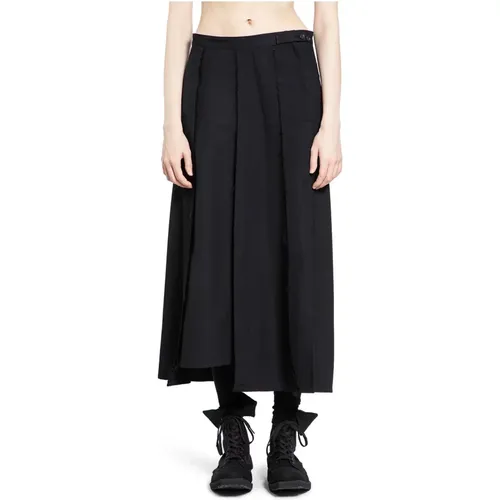 Panelled Pleated Skirt , female, Sizes: S - Yohji Yamamoto - Modalova