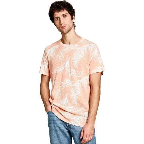 Orange T-shirt , Herren, Größe: S - jack & jones - Modalova