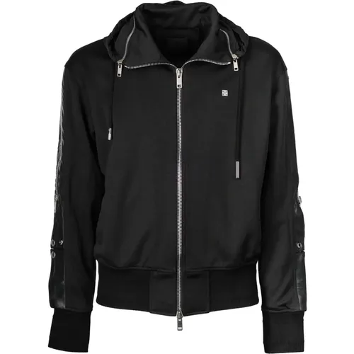 Zip-throughs, male, , Size: XL Logo Hooded Sweatshirt with Zipper Details - Givenchy - Modalova