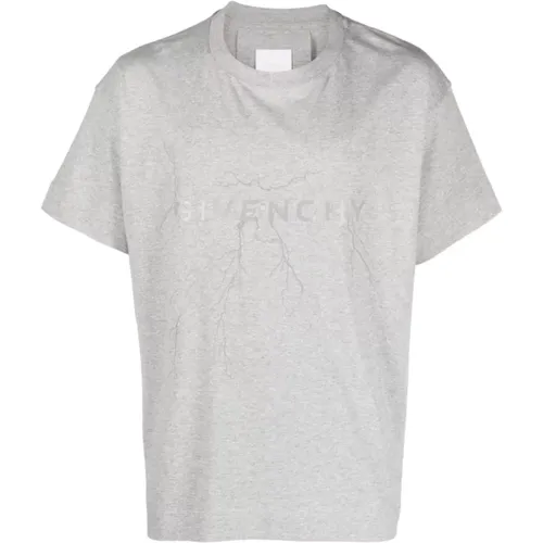 Graue T-Shirts und Polos mit Metallischem Logo-Print , Herren, Größe: M - Givenchy - Modalova