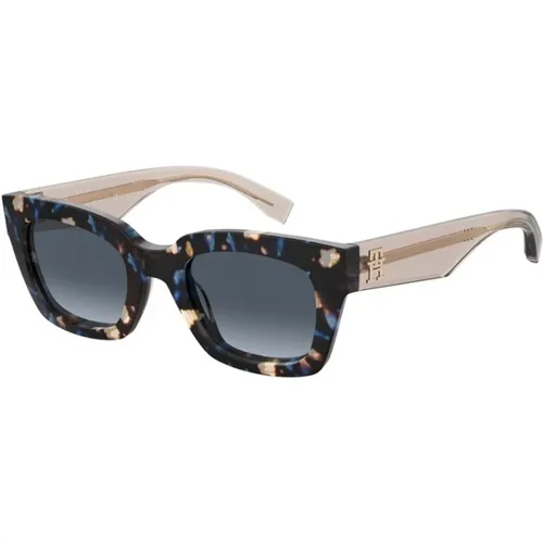 Blue Nude Sunglasses with Dark Blue Lenses , unisex, Sizes: 51 MM - Tommy Hilfiger - Modalova