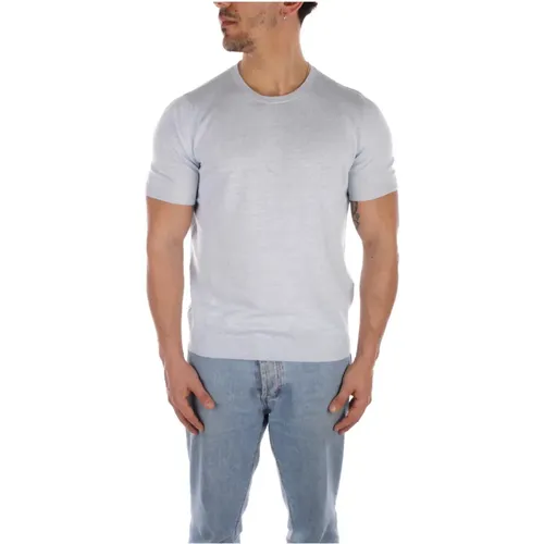 Hellblaues Leinen Baumwoll T-Shirt , Herren, Größe: M - Tagliatore - Modalova